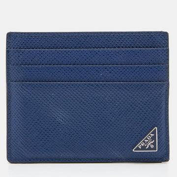 PRADA Navy Blue Saffiano Leather Card Holder