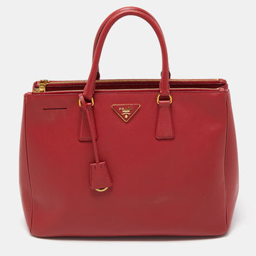 PRADA Red Saffiano Leather Large Galleria Tote Bag