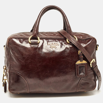 PRADA Dark Brown Leather East/West Bag