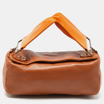 PRADA Tan/Orange Leather Satchel