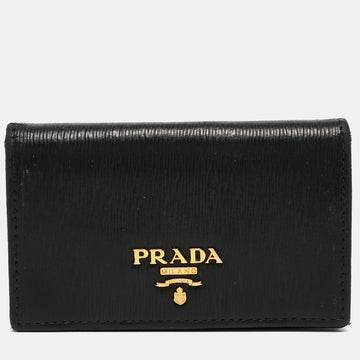 PRADA Black Saffiano Leather Business Card Case