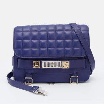Proenza Schouler Blue Quilted Leather BG 111th Anniversary PS11 Shoulder Bag