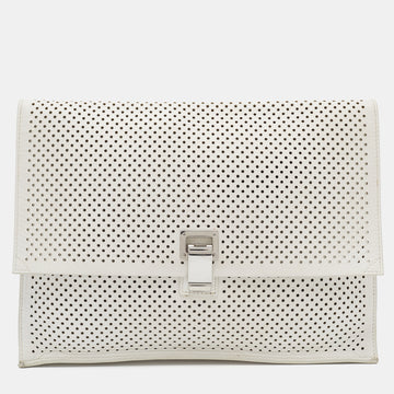 Proenza Schouler White Perforated Leather Lunch Clutch