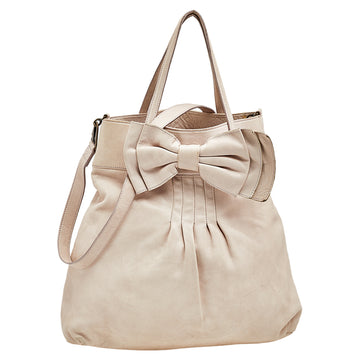 RED VALENTINO Beige Leather Bow Frame Satchel