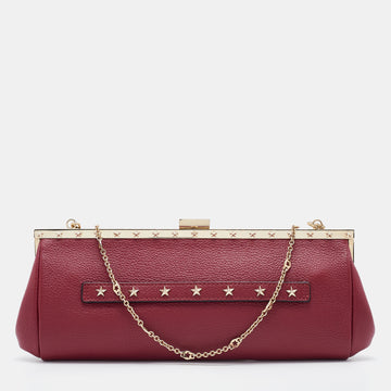 RED VALENTINORED   Red Leather Frame Star Detail Chain Clutch