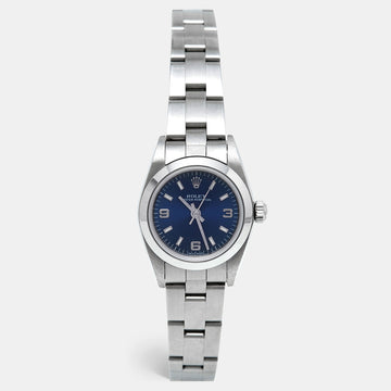 ROLEX Blue Stainless Steel Oyster Perpetual 76080 Women's Wristwatch 24 mm