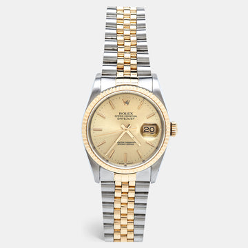 ROLEX Champagne 18k Yellow Gold And Stainless Steel Datejust 16233 Men's Wristwatch 36 mm