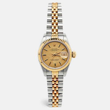 ROLEX Champagne 18K Yellow Gold And Stainless Steel Datejust 69173 Women's Wristwatch 26 mm
