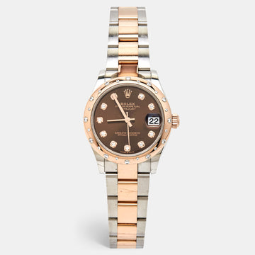 ROLEX Chocolate 18K Everose Gold Oystersteel Diamond Datejust M278341RBR-0027 Women's Wristwatch 31 mm
