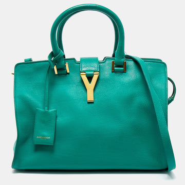 Saint Laurent Green Leather Small Cabas Chyc Satchel
