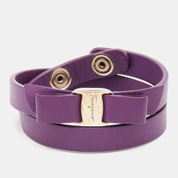 SALVATORE FERRAGAMO Purple Vara Bow Double Wrap Bracelet