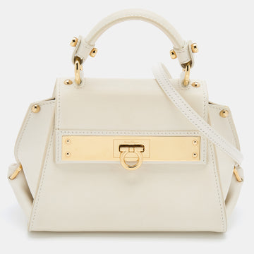 Salvatore Ferragamo White Leather Mini Sofia Top Handle Bag