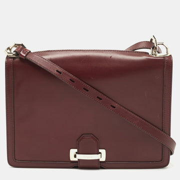 SALVATORE FERRAGAMO Purple Leather Flap Crossbody Bag