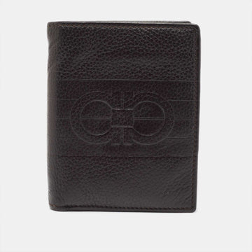 SALVATORE FERRAGAMO Brown Leather Bifold Card Holder
