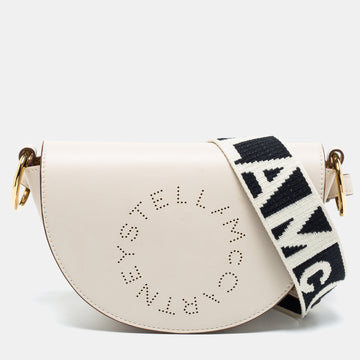 Stella McCartney Cream Leather Half-Moon Flap Shoulder Bag