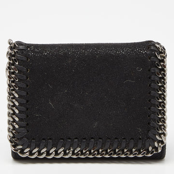STELLA MCCARTNEY Black Faux Leather Falabella Trifold Wallet