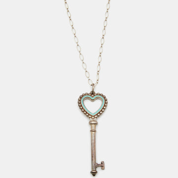 Tiffany & Co. Tiffany Key Enamel Sterling Silver Pendant Necklace