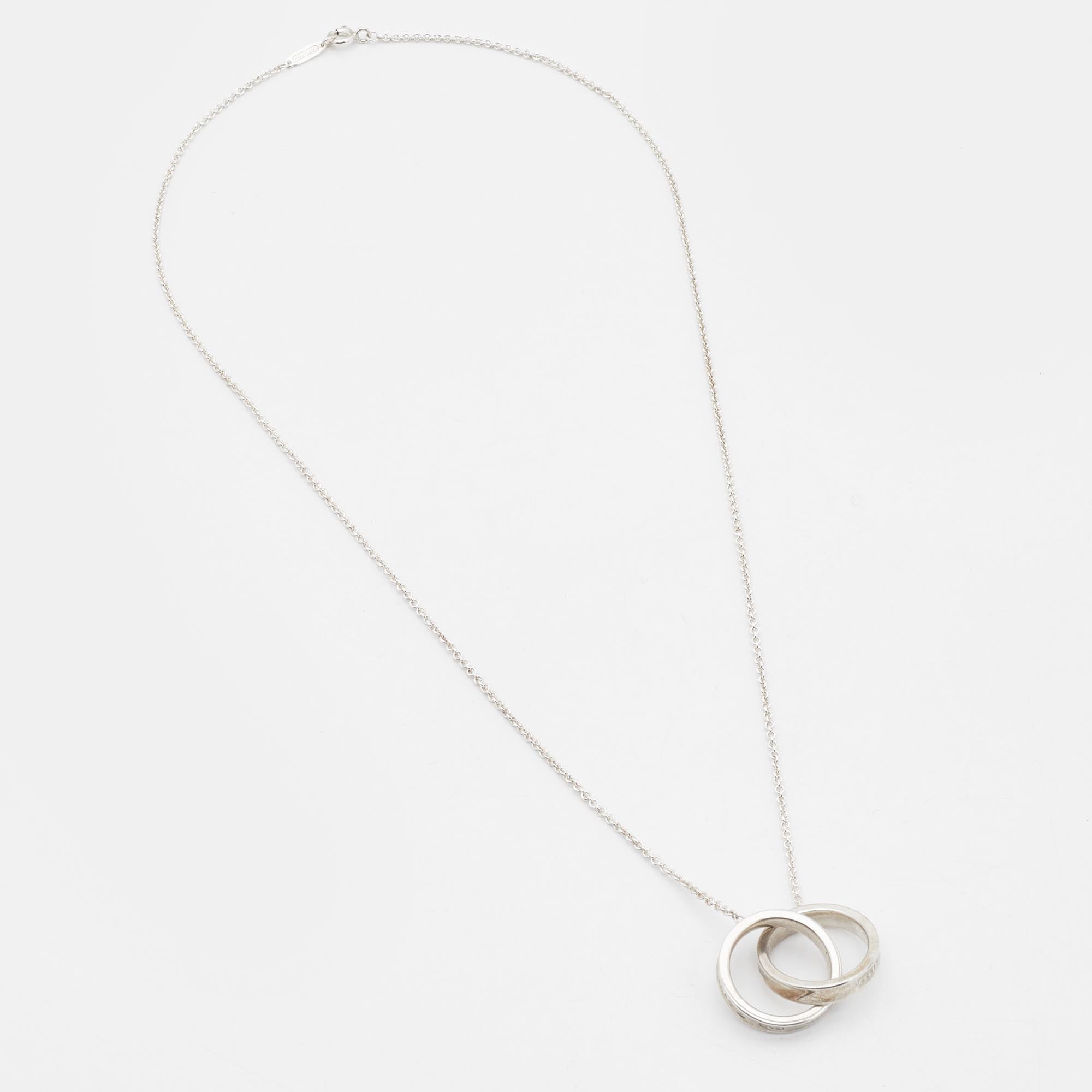 Tiffany & Co 1837 Interlocking Circle Pendant Silver Rubedo Necklace w/  Gift Box | eBay