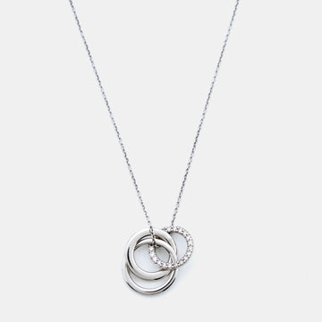 Tiffany & Co. Interlocking Circles Diamond 18k White Gold Pendant Necklace