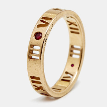 TIFFANY & CO. Atlas Pierced Rubies 18k Rose Gold Band Ring Size 52