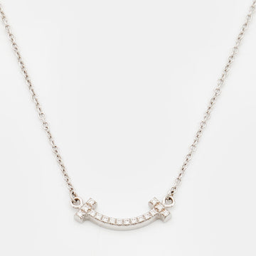 TIFFANY & CO. Tiffany T Smile Mini Diamond 18K White Gold Necklace