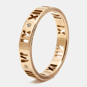 TIFFANY & CO. Atlas Pierced Diamond 18k Rose Gold Band Ring Size 53