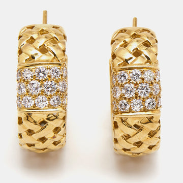 TIFFANY & CO. Vannerie Diamonds 18k Yellow Gold Earrings