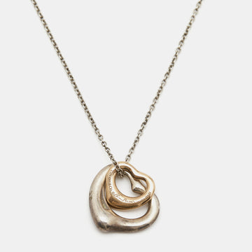TIFFANY & CO. Elsa Peretti Open Heart 18k Rose Gold Sterling Silver Pendant Necklace