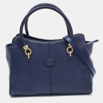 TOD'S Navy Blue Leather Sella Satchel