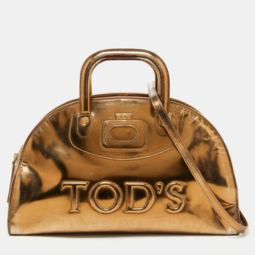 TOD'S Gold Patent Leather Dome Bag