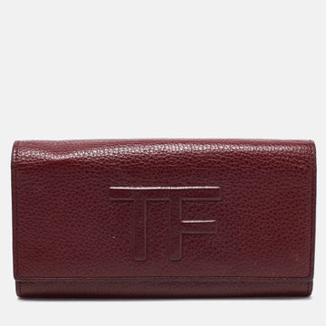 Tom Ford Burgundy Leather Flap Continental Wallet