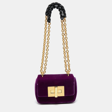 Tom Ford Purple Velvet Mini Natalia Shoulder Bag