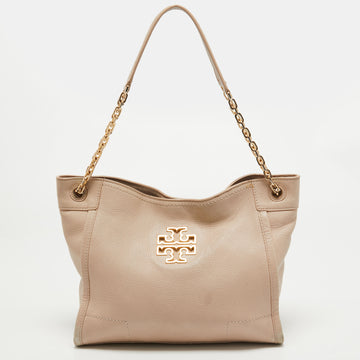 TORY BURCH Light Pink Leather Small Britten Slouchy Tote