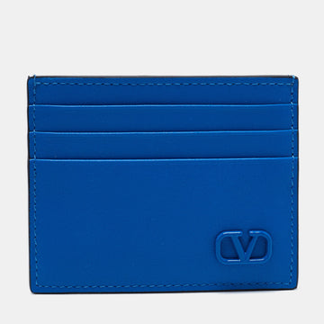 Valentino Blue Leather Vlogo Card Holder