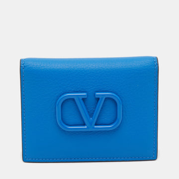 Valentino Blue Leather VLogo Card Case