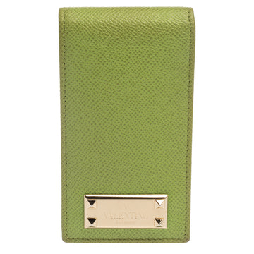 VALENTINO Green Grained Leather Rockstud iPhone 5 Flip Case