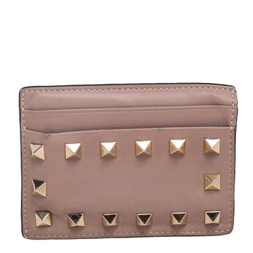 Valentino Dusty Pink Leather Rockstud Card Holder
