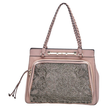 Valentino Beige Leather And Beaded Lace Demetra Tote