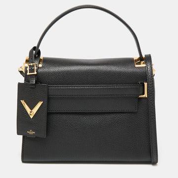 Valentino Black Leather My Rockstud Top Handle Bag