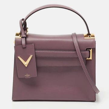 Valentino Purple Leather My Rockstud Top Handle Bag