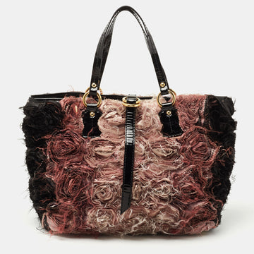 Valentino Black/Pink Ombre Patent and Satin Rosier Tote