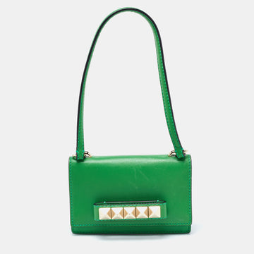 VALENTINO Green Leather Va Va Voom Pochette Bag