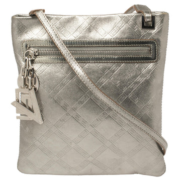 Versace Metallic Silver Leather Slim Crossbody Bag