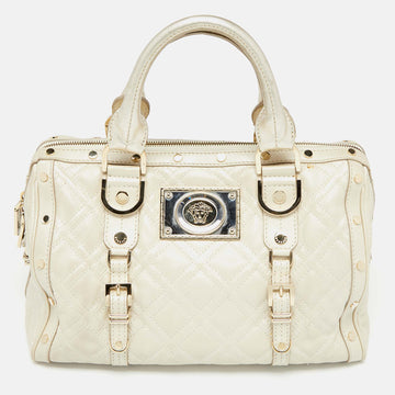 Versace Metallic Pearl Leather Snap Out Of It Satchel