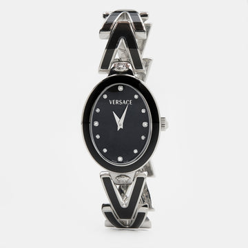 Versace Black Diamond Stainless Steel V-Glam 60QE9SD009 Women's Wristwatch 25 mm