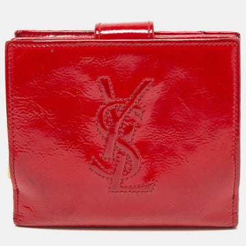 YVES SAINT LAURENT Red Patent Leather Belle de Jour Compact Wallet