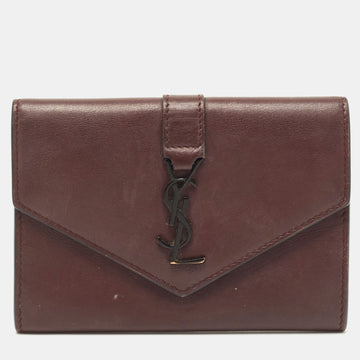 Saint Laurent Burgundy Leather Flap Wallet
