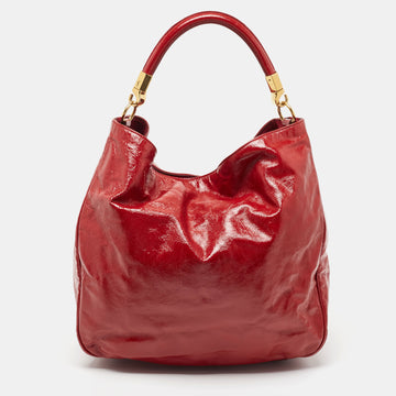 YVES SAINT LAURENT Red Patent Leather Roady Hobo