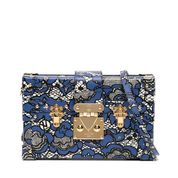 LOUIS VUITTON Blue Lace Floral Petite Malle Bag