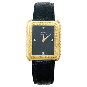 PIAGET Yellow gold watch, leather.